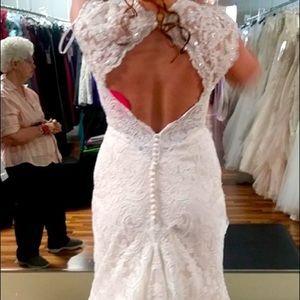 Custom Lace wedding dress with keyhole back long train